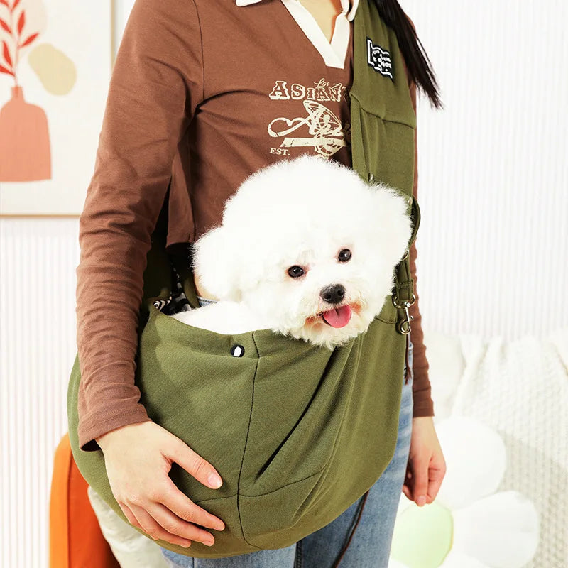 Portable Hands-Free Pet Chest Bag Outdoor Oxford Pet Carrier with Print Pattern Travel Shoulder and Pocket for Cat and Dog