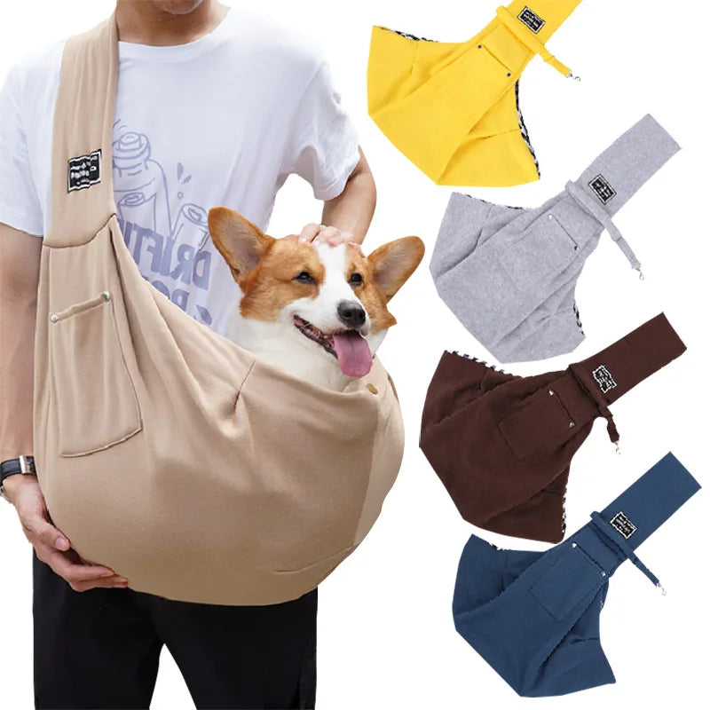 Portable Hands-Free Pet Chest Bag Outdoor Oxford Pet Carrier with Print Pattern Travel Shoulder and Pocket for Cat and Dog