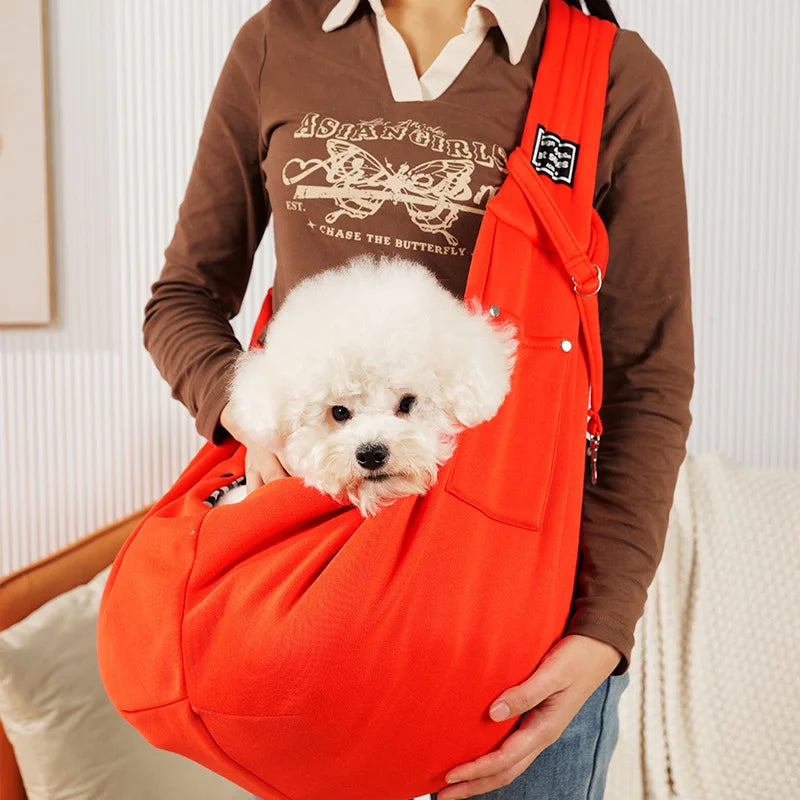 Portable Hands-Free Pet Chest Bag Outdoor Oxford Pet Carrier with Print Pattern Travel Shoulder and Pocket for Cat and Dog