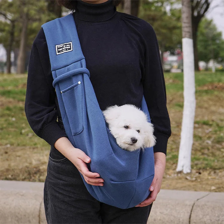 Portable Hands-Free Pet Chest Bag Outdoor Oxford Pet Carrier with Print Pattern Travel Shoulder and Pocket for Cat and Dog
