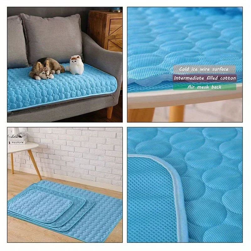 Bestseller Summer Pet Cooling Mat Ice Silk Breathable Soft Comfortable Washable NonSlip Dog Cool Pad for Small Medium Large Pets
