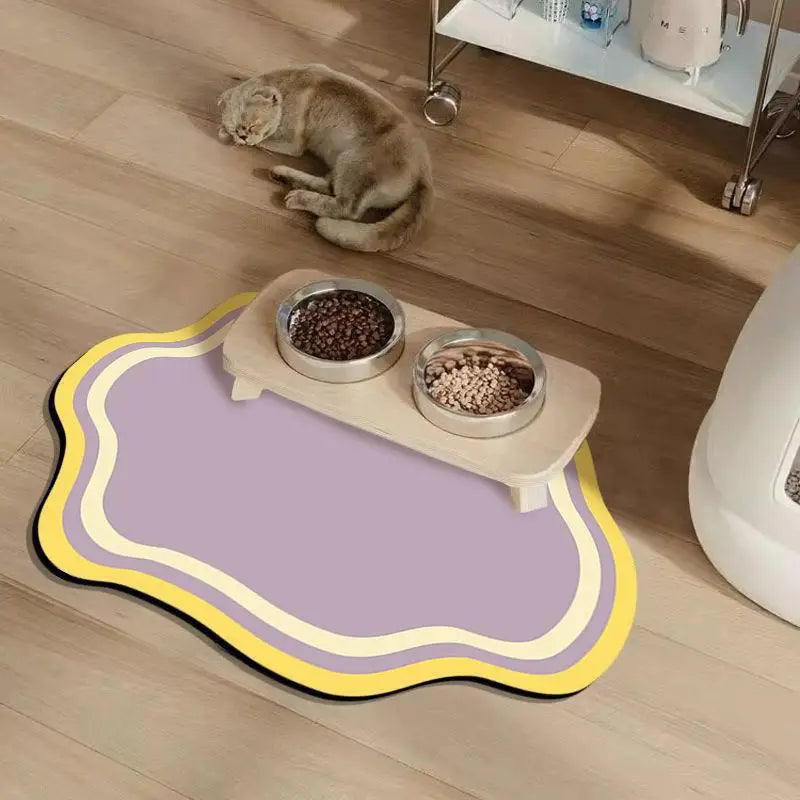 Small Fresh Cloud Style Pet Cat and Dog Diatomaceous Earth Feeding Mat/ Dirt Resistant and Splash Proof Cat and Dog Floor Mat