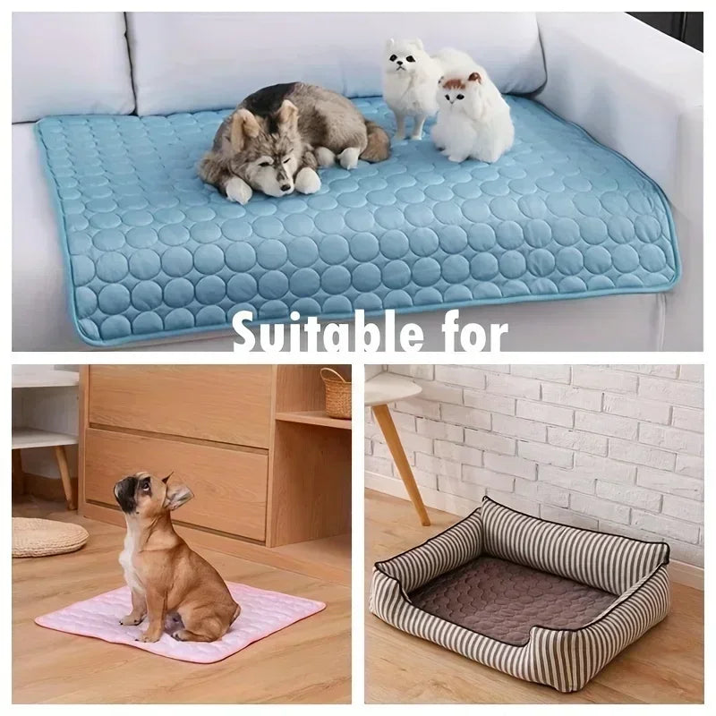 Bestseller Summer Pet Cooling Mat Ice Silk Breathable Soft Comfortable Washable NonSlip Dog Cool Pad for Small Medium Large Pets