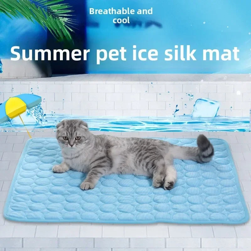 Bestseller Summer Pet Cooling Mat Ice Silk Breathable Soft Comfortable Washable NonSlip Dog Cool Pad for Small Medium Large Pets