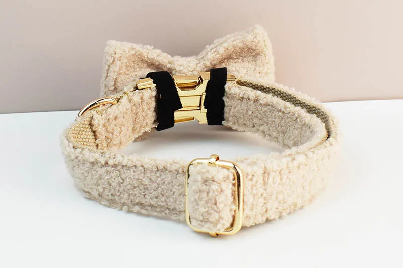 Teddy Velvet Dog Collar And Leash Set For Dogs Custom Engraved Nameplate Pet Supplies Dog Leash Teddy06