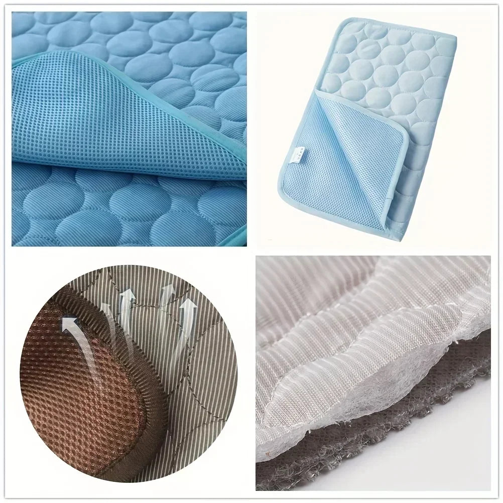 Bestseller Summer Pet Cooling Mat Ice Silk Breathable Soft Comfortable Washable NonSlip Dog Cool Pad for Small Medium Large Pets