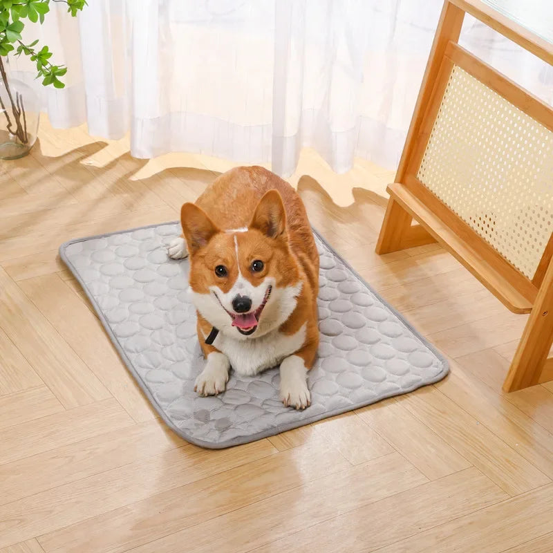 Bestseller Summer Pet Cooling Mat Ice Silk Breathable Soft Comfortable Washable NonSlip Dog Cool Pad for Small Medium Large Pets