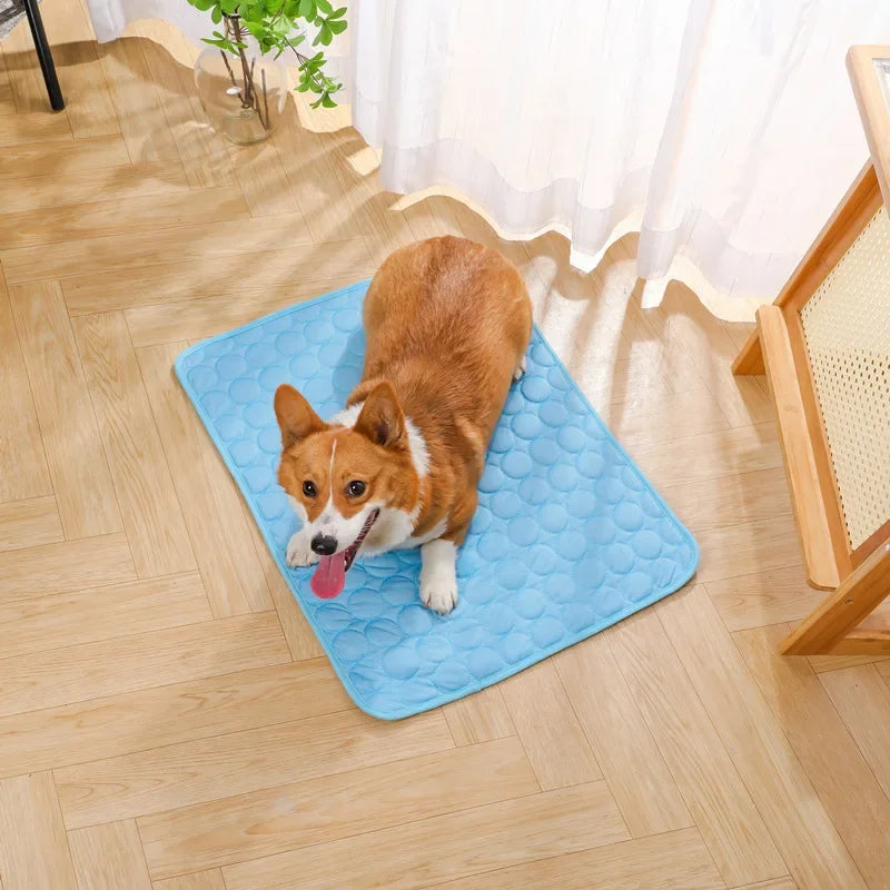 Bestseller Summer Pet Cooling Mat Ice Silk Breathable Soft Comfortable Washable NonSlip Dog Cool Pad for Small Medium Large Pets