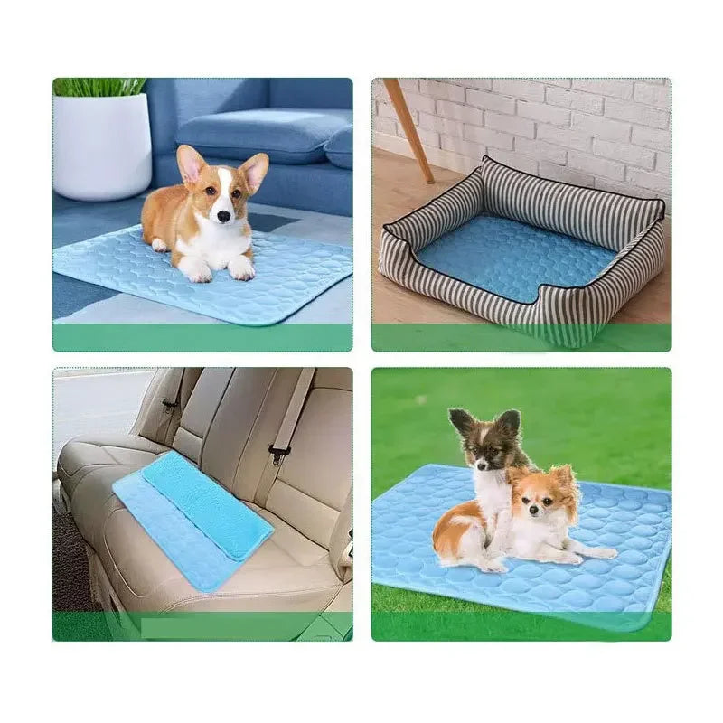 Bestseller Summer Pet Cooling Mat Ice Silk Breathable Soft Comfortable Washable NonSlip Dog Cool Pad for Small Medium Large Pets