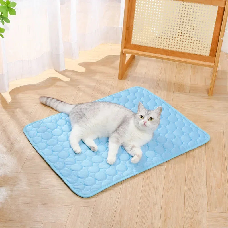 Bestseller Summer Pet Cooling Mat Ice Silk Breathable Soft Comfortable Washable NonSlip Dog Cool Pad for Small Medium Large Pets
