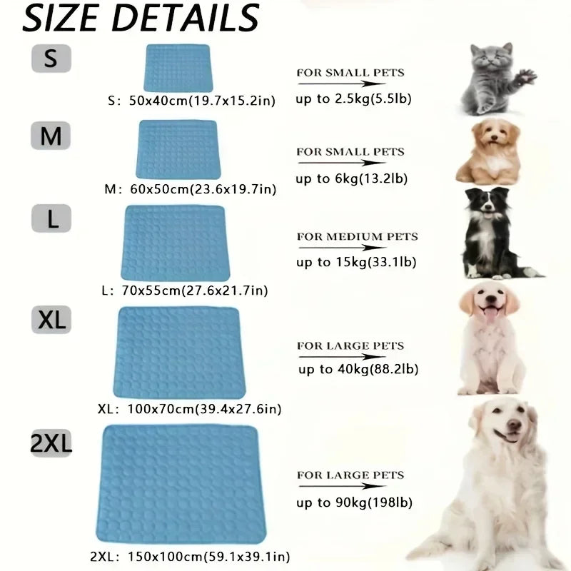 Bestseller Summer Pet Cooling Mat Ice Silk Breathable Soft Comfortable Washable NonSlip Dog Cool Pad for Small Medium Large Pets