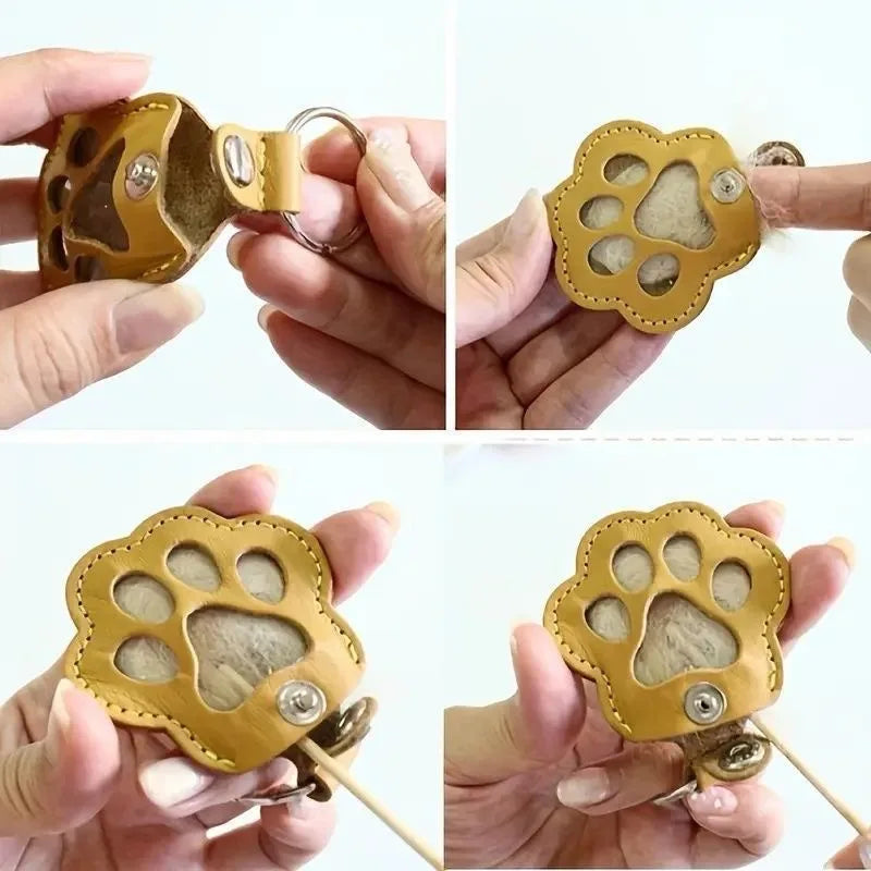 Pet Hair Keepsake Keychain Leather Memorial Locket for Storing Dog Cat Fur, Cute Pet Loss Gift, Remembrance Key Ring Bag Charm