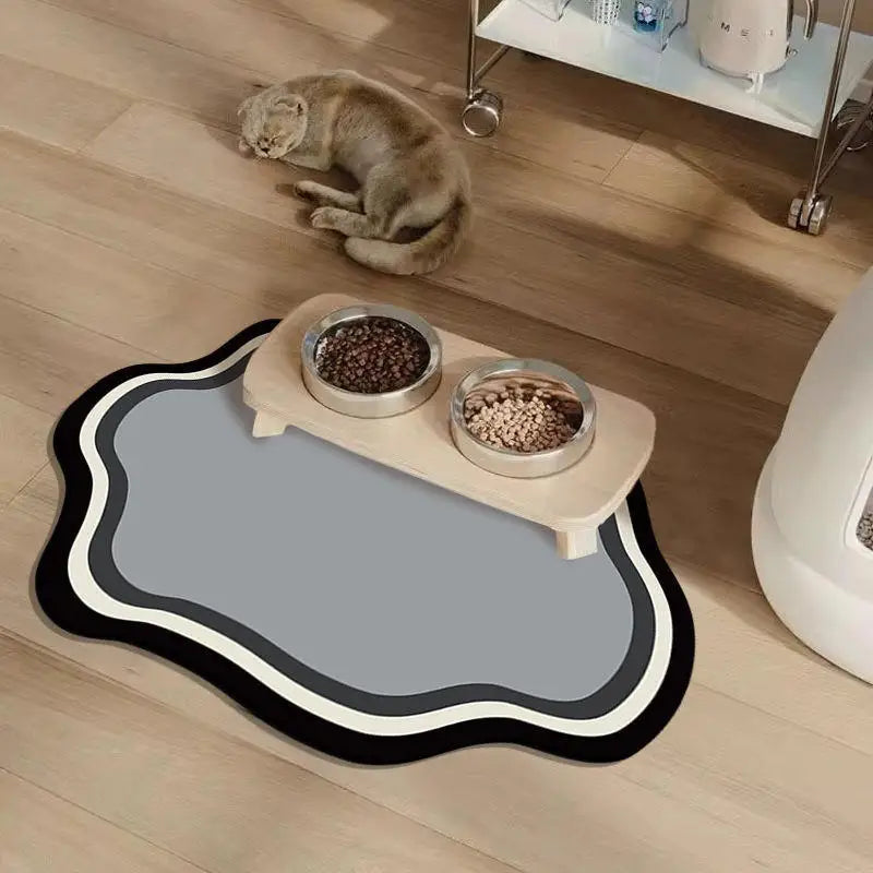 Small Fresh Cloud Style Pet Cat and Dog Diatomaceous Earth Feeding Mat/ Dirt Resistant and Splash Proof Cat and Dog Floor Mat