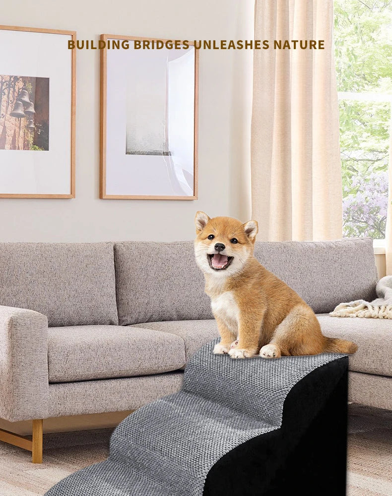 Pet 2/3 Step Dog Stair Cat Pet Ramp Ladder Washable Non Slip Removable Memory Foam Pet Products Ramp for Dog Pet Stairs for Dogs