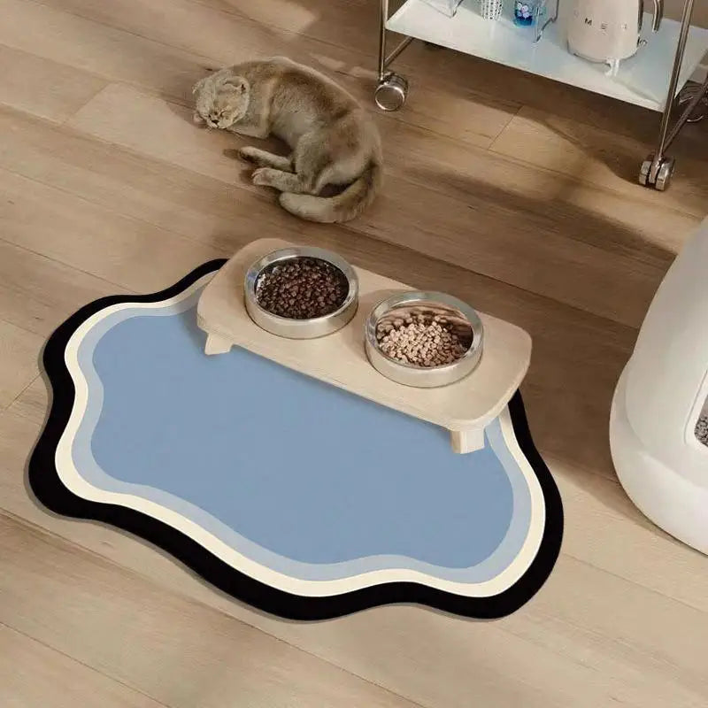 Small Fresh Cloud Style Pet Cat and Dog Diatomaceous Earth Feeding Mat/ Dirt Resistant and Splash Proof Cat and Dog Floor Mat