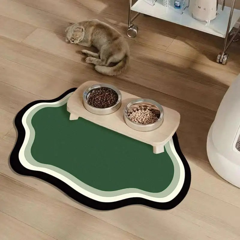 Small Fresh Cloud Style Pet Cat and Dog Diatomaceous Earth Feeding Mat/ Dirt Resistant and Splash Proof Cat and Dog Floor Mat