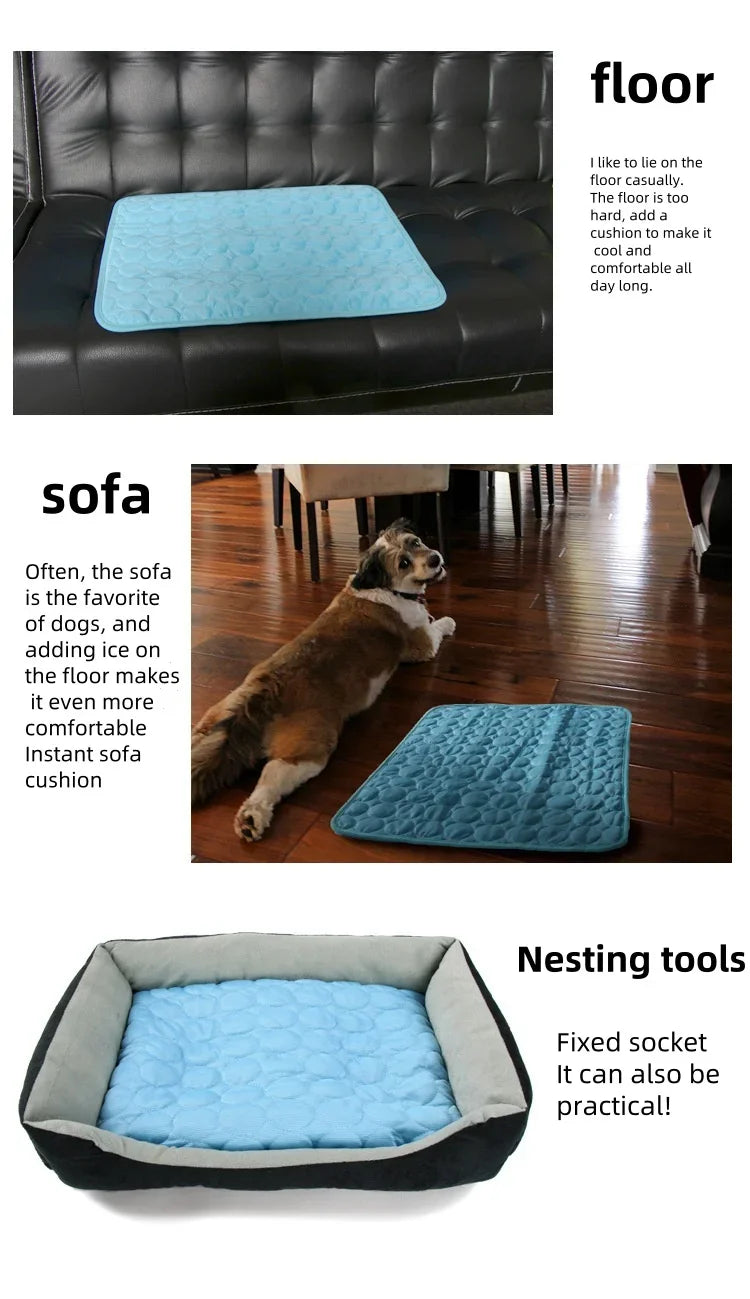 Bestseller Summer Pet Cooling Mat Ice Silk Breathable Soft Comfortable Washable NonSlip Dog Cool Pad for Small Medium Large Pets